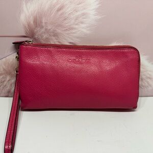 Coach Pink Pebbled Leather Clutch, wristlet, wallet